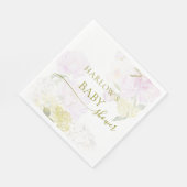 Peonies Hydrangea Pastel Waterverf Baby shower Servet (Hoek)