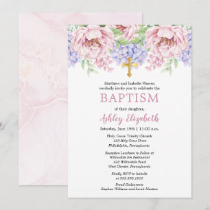 Peonies   Hydrangeas Waterverf Floral Baptisme Kaart