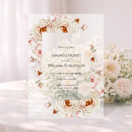 Peonies in Bloom Acrylic Wedding Invitation Acryl Uitnodigingen