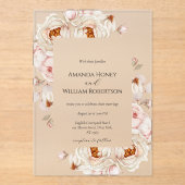 Peonies in Bloom Acrylic Wedding Invitation Acryl Uitnodigingen (Voorkant)