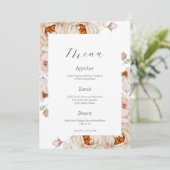 Peonies in Bloom Wedding Menu Card Kaart (Staand voorkant)