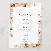 Peonies in Bloom Wedding Menu Card Kaart (Voorkant)