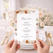 Peonies in Bloom Wedding Menu Card Kaart