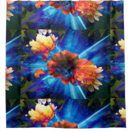 Peonies in Blue Light Douchegordijn