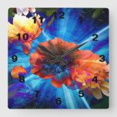 Peonies in Blue Light Vierkante Klok (Voorkant)