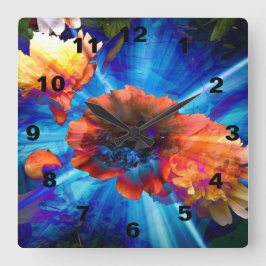 Peonies in Blue Light Vierkante Klok