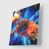 Peonies in Blue Light Vierkante Klok (Hoek)