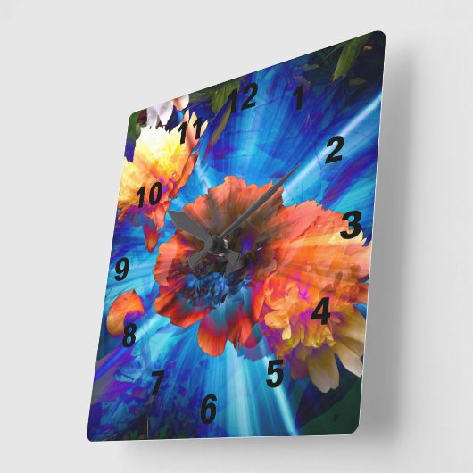 Peonies in Blue Light Vierkante Klok (Hoek)