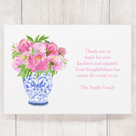 Peonies in Chinoiserie Vase – Sympathy Thank You Notitiekaartje