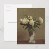 Peonies in een blauwe en witte fase briefkaart (Voorkant / Achterkant)