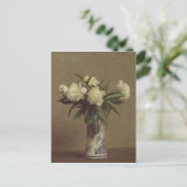 Peonies in een blauwe en witte fase briefkaart (Staand voorkant)