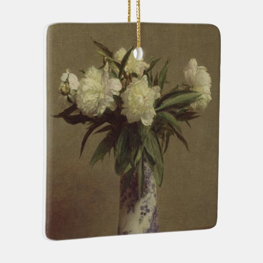 Peonies in een blauwe en witte fase keramisch ornament (Rechts)