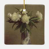 Peonies in een blauwe en witte fase keramisch ornament (Achterkant)