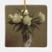 Peonies in een blauwe en witte fase keramisch ornament (Voorkant)