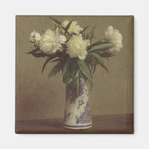 Peonies in een blauwe en witte fase magneet