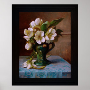 Peonies in een vaas van Hans Zatzka Poster
