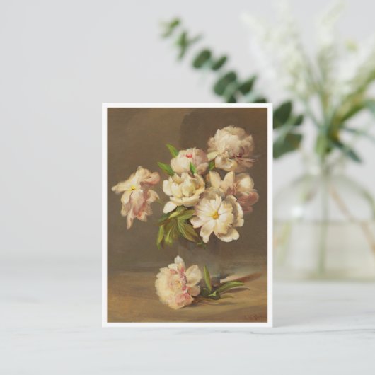 Peonies in een Vase, Charles Ethan Porter Briefkaart (Staand voorkant)