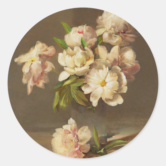 Peonies in een Vase, Charles Ethan Porter Ronde Sticker (Voorkant)