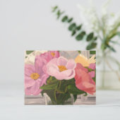 Peonies in glass jar Post card Briefkaart (Staand voorkant)
