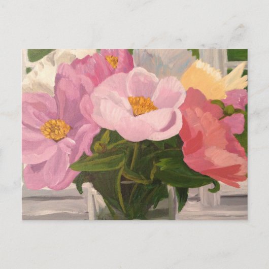 Peonies in glass jar Post card Briefkaart (Voorkant)