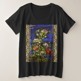 Peonies in met de wind gekleurd glas grote maat t-shirt