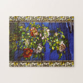 Peonies in met de wind gekleurd glas legpuzzel (Horizontaal)
