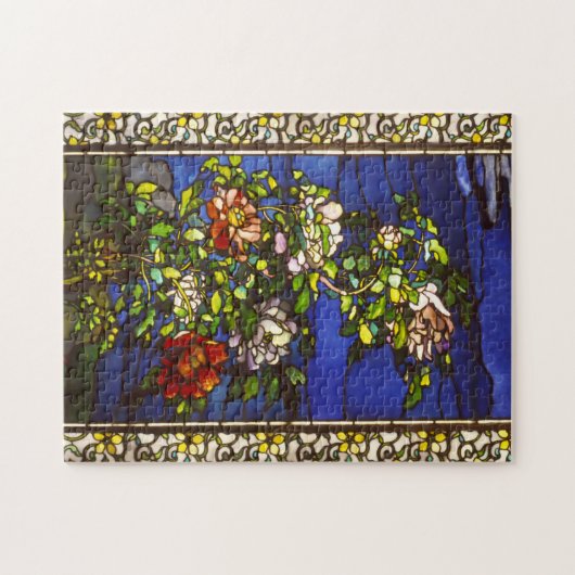 Peonies in met de wind gekleurd glas legpuzzel (Horizontaal)