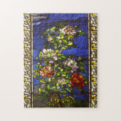 Peonies in met de wind gekleurd glas legpuzzel (Verticaal)