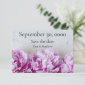 Peonies in rij save the date (Staand voorkant)