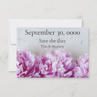 Peonies in rij save the date