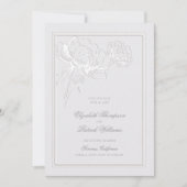 Peonies Ivoor Formal Elegant Classic Lijst Wedding Save The Date (Voorkant)