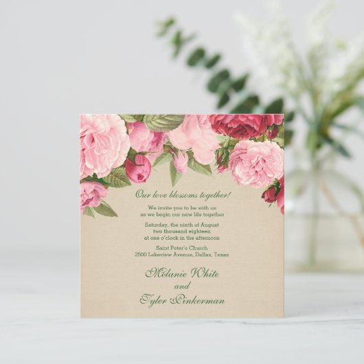 Peonies Kaart (Staand voorkant)