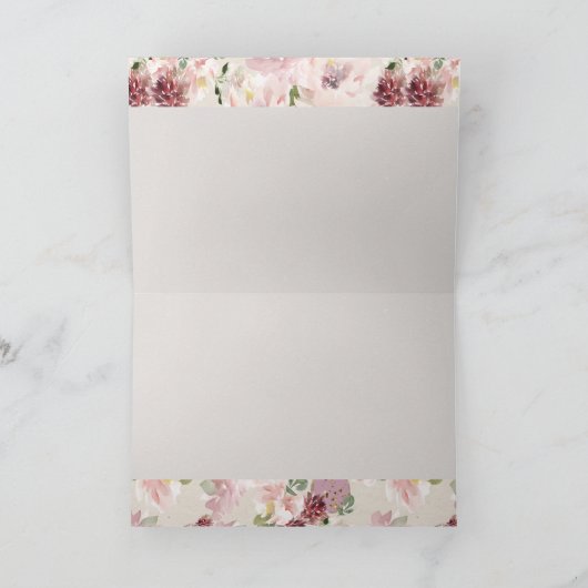 Peonies Mauve and Blush Floral Stationery Card Kaart (Binnen)