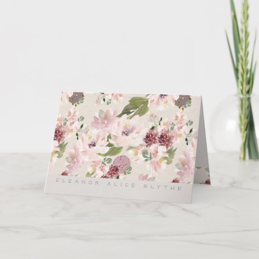 Peonies Mauve and Blush Floral Stationery Card Kaart (Voorkant)