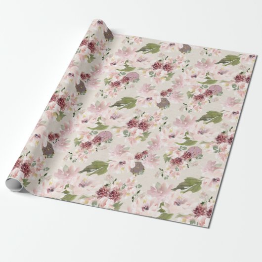 Peonies Mauve en Blush Contemmodern Floral Cadeaupapier (Uitgerold)