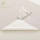 Peonies Mauve Monogram Sherpa Blanket Deken (3/4)