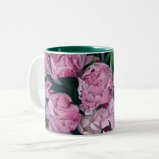 Peonies-Mok Tweekleurige Koffiemok (Voorkant links)