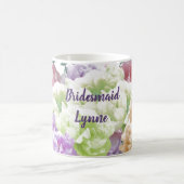 Peonies Multicolor Bridesmaid Name Coffee Mok (Center)