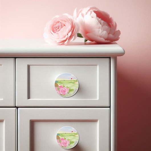  Peonies On Golf Course Keramische Knop