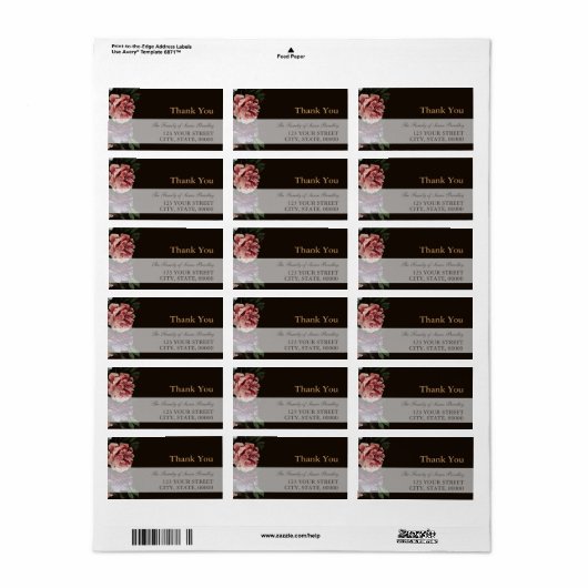 Peonies Paining Family Dank u wel het label (Full Sheet)