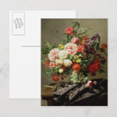 Peonies, papavers en Rozen, 1849 Briefkaart (Voorkant / Achterkant)