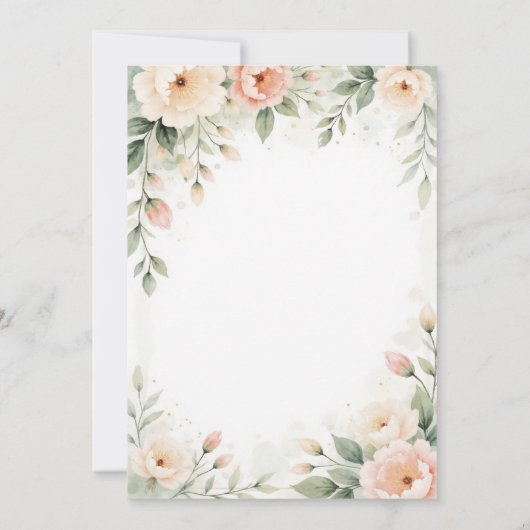 Peonies Peach Pink Elegant Script Floral Sweet 16 Kaart (Achterkant)