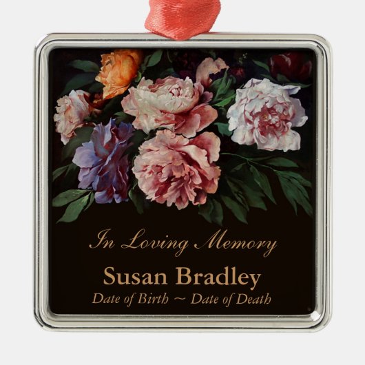 Peonies Personalized Memorial Funeral Ornament (Voorkant)