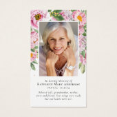 Peonies Photo Memorial Prayer Kaart (Voorkant)