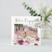 Peonies Pink Bourgondië Floral Foto Verloving toev (Staand voorkant)