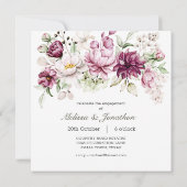 Peonies Pink Bourgondië Floral Foto Verloving toev (Achterkant)