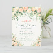 Peonies Pink Peach Script Elegant Photo Sweet 16 Kaart (Staand voorkant)