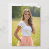 Peonies Pink Peach Script Elegant Photo Sweet 16 Kaart (Achterkant)