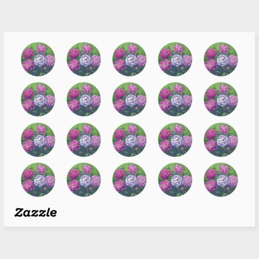 Peonies Ronde Sticker (Vel)
