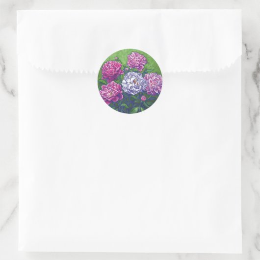 Peonies Ronde Sticker (Tas)
